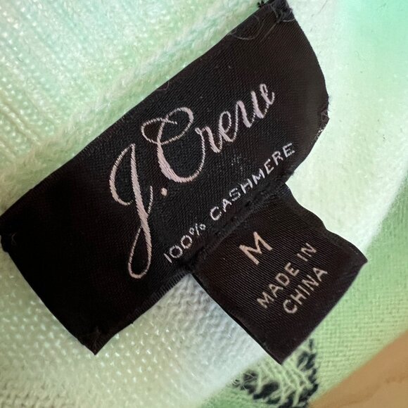 J.Crew Everyday Cashmere Heart Print Sweater Mint Green Size Medium - Picture 7 of 9